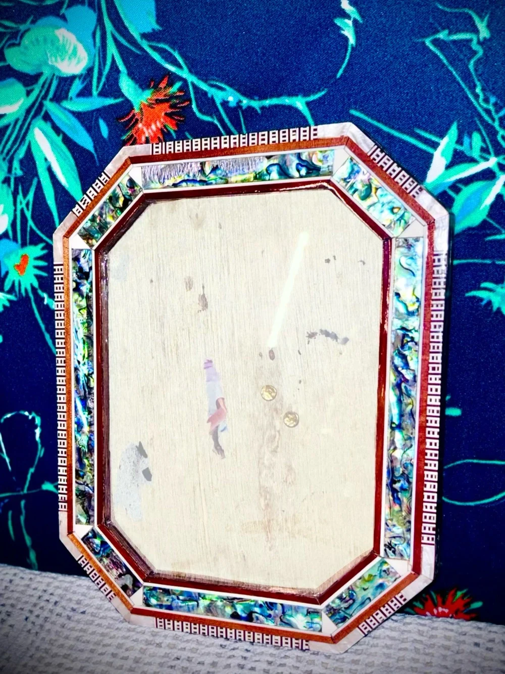 Vtg 1980s Handmade Egyptian Inlaid Paua & Abalone Shell Picture Frame